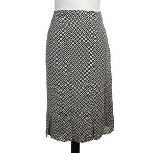 Worthington Skirt size 10 Black Ivory Sheer Knee A Line Pleated Career Church